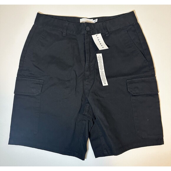 Asos‎ Topman Black Cargo Shorts Twill Pockets Men's SIZE 28 NWT - Picture 1 of 11